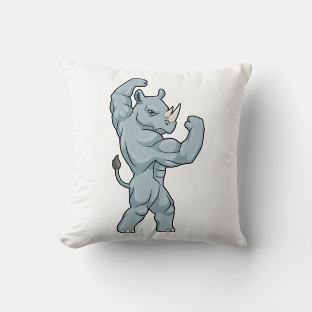 Neushoorn als extreme bodybuilder kussen (Voorkant)