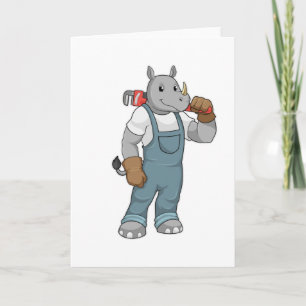 Neushoorn als klusjesman met waterpomptang kaart