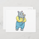 Neushoorn als monteur met sleutel briefkaart (Voorkant / Achterkant)