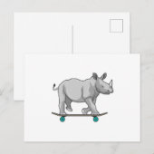 Neushoorn als skater met skateboard briefkaart (Voorkant / Achterkant)