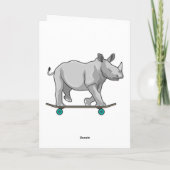 Neushoorn als skater met skateboard kaart (Achterkant)