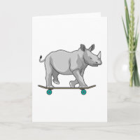 Neushoorn als skater met skateboard