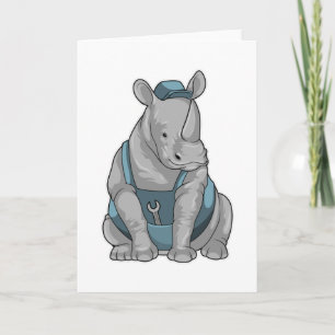 Neushoorn als vakman met sleutel kaart