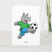 Neushoorn als voetballer met voetbal kaart (Achterkant)