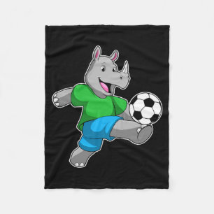 Neushoorn als voetballer met voetbal T-shirt  Fleece Deken