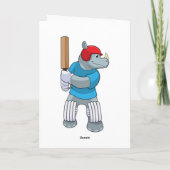 Neushoorn bij Cricket met cricketbat Kaart (Achterkant)