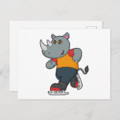 Neushoorn bij schaatsen met schaatsen briefkaart (Voorkant / Achterkant)