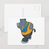 Neushoorn bij schaatsen met schoudertas briefkaart (Voorkant / Achterkant)