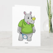 Neushoorn bij tennis met tennisbal kaart (Achterkant)