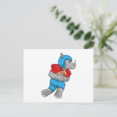 Neushoorn bij Voetbal Sport Briefkaart (Staand voorkant)