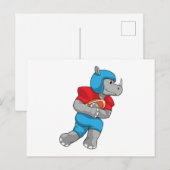 Neushoorn bij Voetbal Sport Briefkaart (Voorkant / Achterkant)