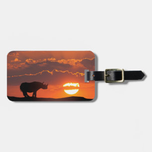 Neushoorn bij zonsondergang, Masai Mara, Kenia Bagagelabel