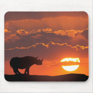Neushoorn bij zonsondergang, Masai Mara, Kenia Muismat