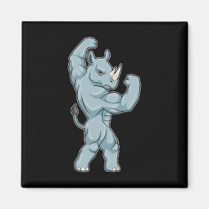 Neushoorn Bodybuilder Krachttraining Sport Magneet