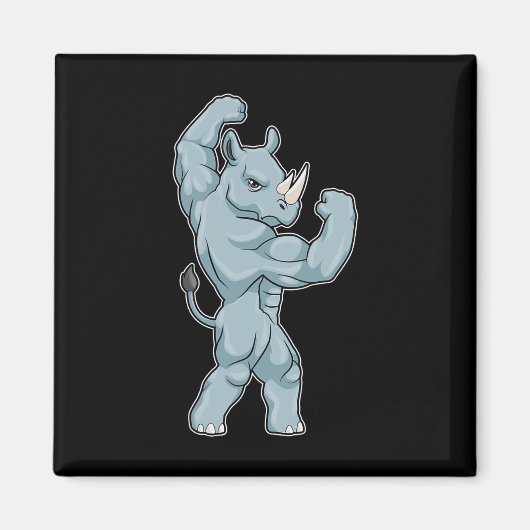 Neushoorn Bodybuilder Krachttraining Sport  Magneet (Voorkant)