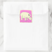 Neushoorn cartoon in vintage stijl vierkante sticker (Tas)