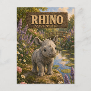 Neushoorn Cute Baby Verhaalboek Nursery Dier Briefkaart