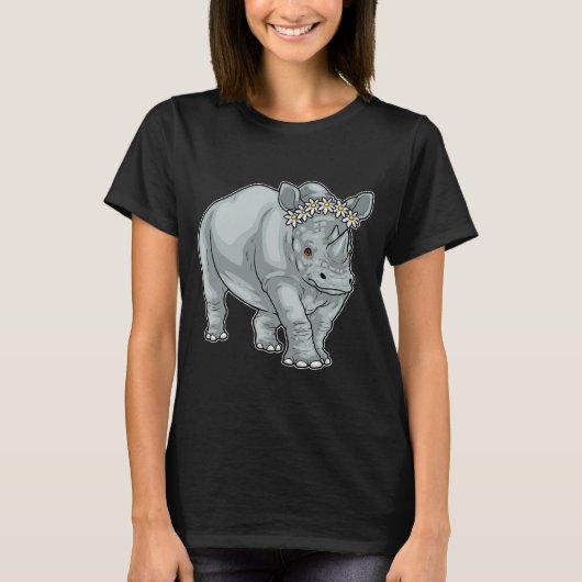 Neushoorn Daisy Bloem T-shirt (Voorkant)