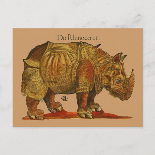  neushoorn Durer's Rhinoceros Antiek Briefkaart (Voorkant)