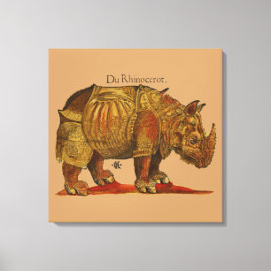neushoorn Durer's Rhinoceros Antiek Canvas Afdruk