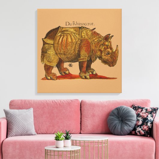 neushoorn Durer's Rhinoceros Antiek Canvas Afdruk (Insitu (Woonkamer))