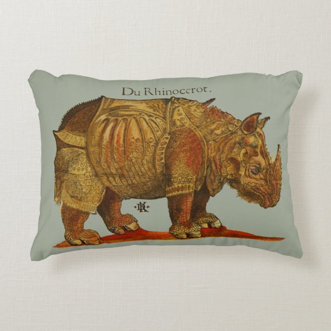  neushoorn Durer's Rhinoceros Antiek Decoratief Kussen (Voorkant)