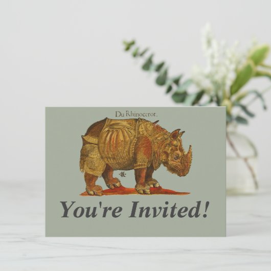  neushoorn Durer's Rhinoceros Antiek Kaart (Staand voorkant)