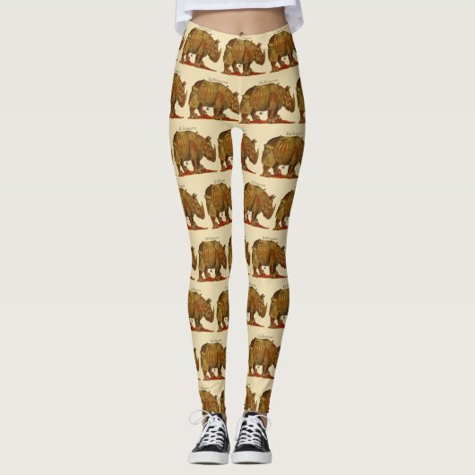  neushoorn Durer's Rhinoceros Antiek Leggings (Voorkant)