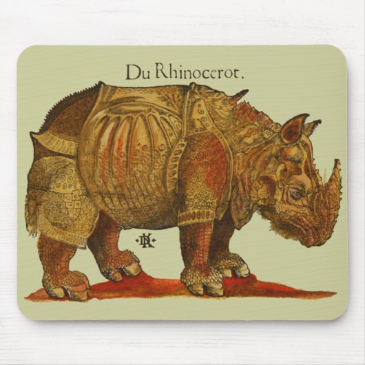  neushoorn Durer's Rhinoceros Antiek Muismat (Voorkant)