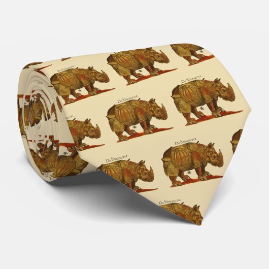 neushoorn Durer's Rhinoceros Antiek Stropdas (Opgerold)