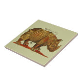 neushoorn Durer's Rhinoceros Antiek Tegeltje (Zijkant)