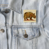  neushoorn Durer's Rhinoceros Antiek Vierkante Button 5,1 Cm (In situ)