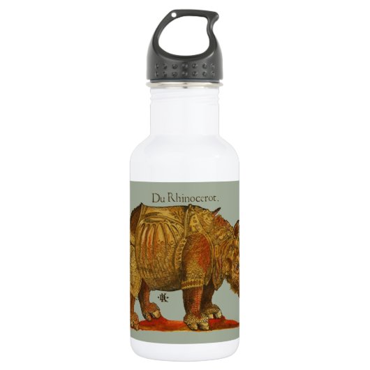  neushoorn Durer's Rhinoceros Antiek Waterfles (Voorkant)