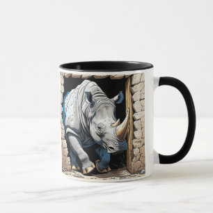 Neushoorn gaat door een muur mok