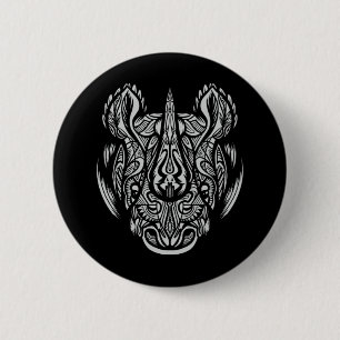 Neushoorn Gezicht Sierontwerp Ronde Button 5,7 Cm