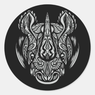 Neushoorn Gezicht Sierontwerp Ronde Sticker