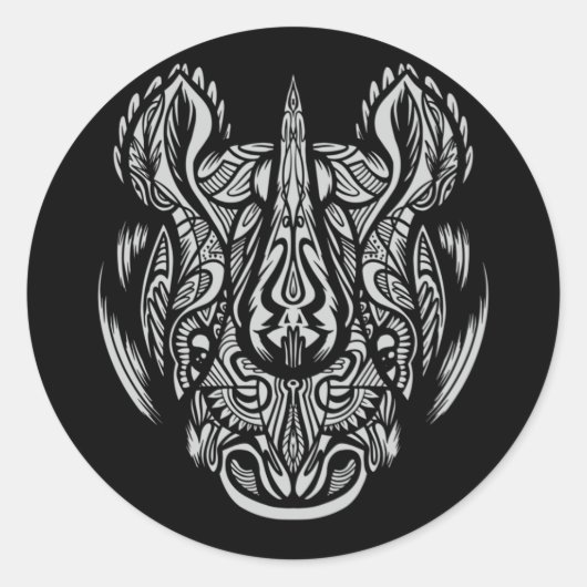 Neushoorn Gezicht Sierontwerp Ronde Sticker (Voorkant)