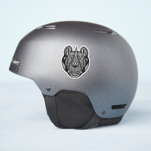 Neushoorn Gezicht Sierontwerp Sticker (Helm Zijkant)