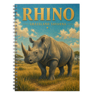 Neushoorn Grasland Savanne Aquarel GeoSaga Notitieboek