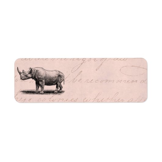  neushoorn illustratie neushoorn roze etiket (Voorkant)