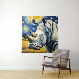 Neushoorn in de sterrenhemel wandkleed