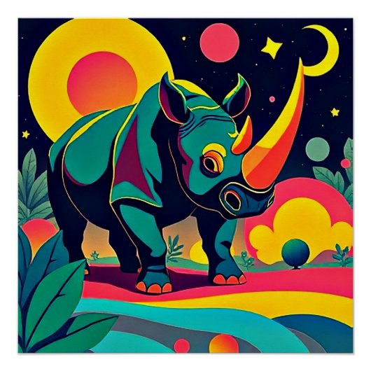 neushoorn in loof perfect poster (Voorkant)