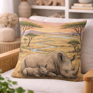 Neushoorn mama en kalf safari dieren kussen