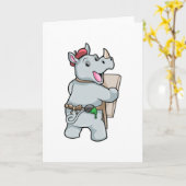 Neushoorn met kleuren schilderen kaart (Gele Bloem)