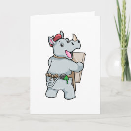 Neushoorn met kleuren schilderen kaart