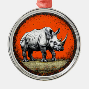 Neushoorn Metalen Ornament
