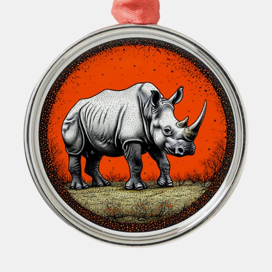 Neushoorn Metalen Ornament (Voorkant)