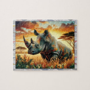 Neushoorn Mozaïek, Wilde Dieren, Tegels, Cadeau, Legpuzzel