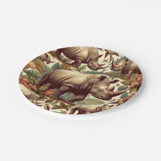  neushoorn naadloos papieren bordje (Gekanteld)