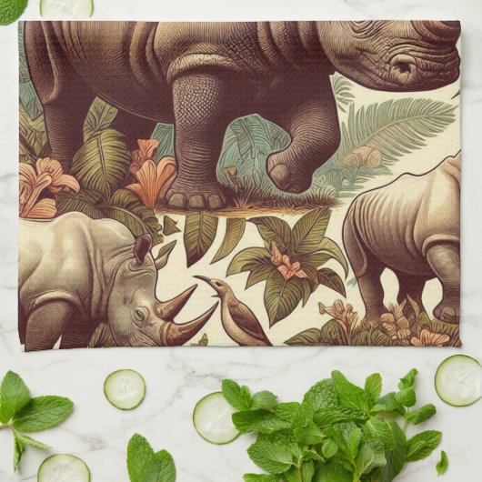  neushoorn naadloos theedoek (Gevouwen)